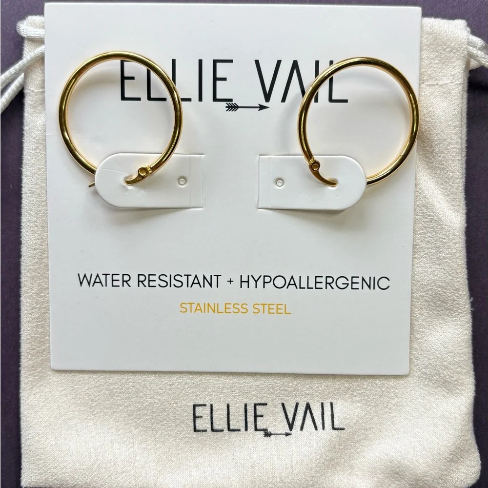 Ellie Vail Gold Medium Hoop Earrings - Picture 2 of 6